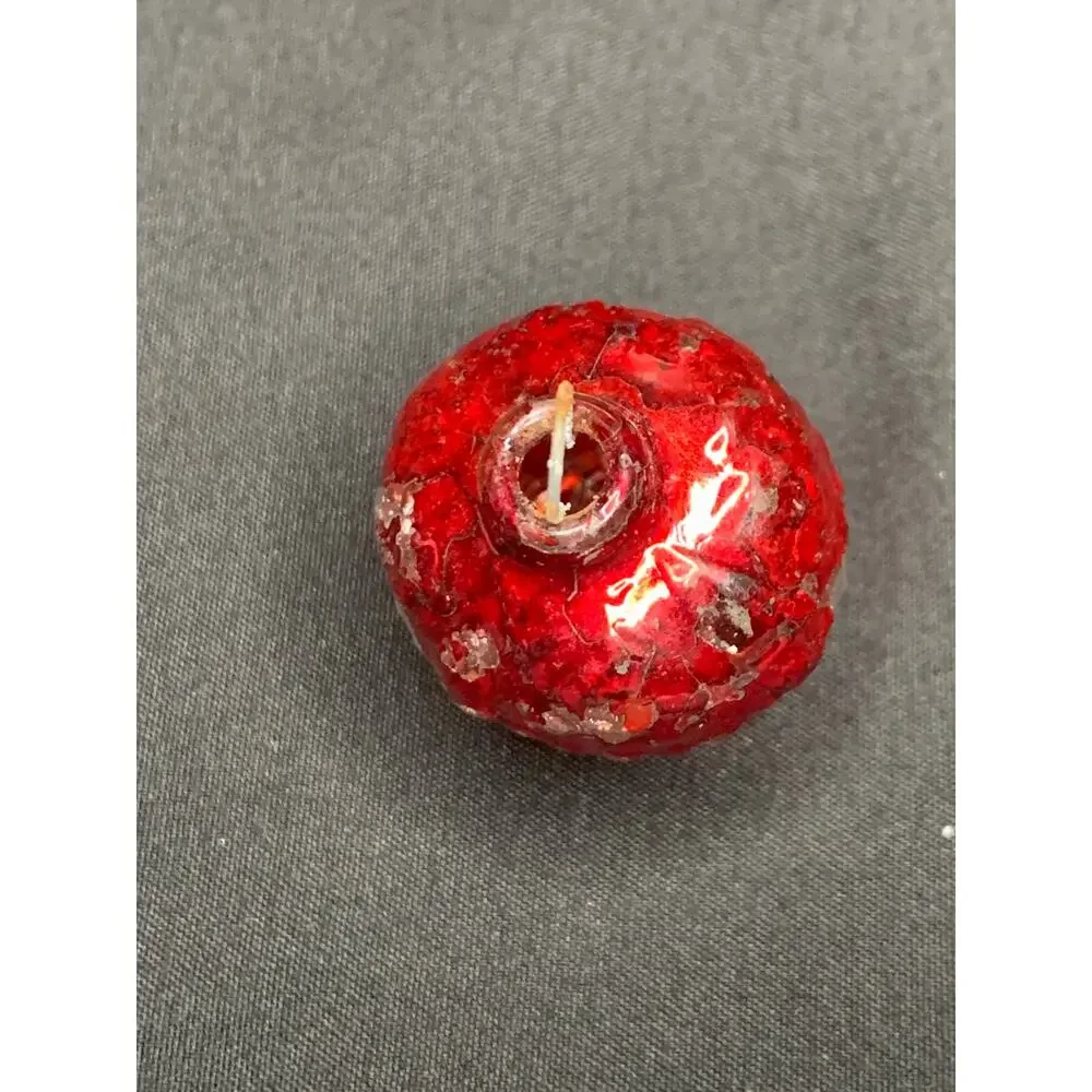 1930s Vintage Red Glass Basket Christmas Ornament Mini Feather Tree Figural